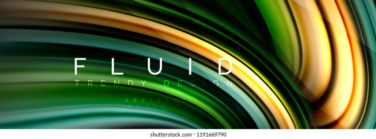 Efecto de movimiento de flujo de fluidos de fluidos de oleaje, fondo holográfico abstracto. Ilustración moderna del vector