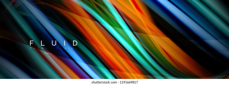 Wave fluid flowing colors motion effect, holographic abstract background. Vector modern illustration