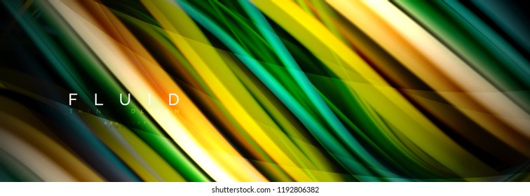 Wave fluid flowing colors motion effect, holographic abstract background. Vector modern illustration