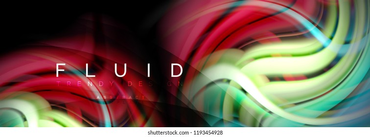 Wave fluid flowing colors motion effect, holographic abstract background. Vector modern illustration