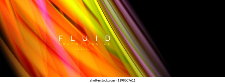 Wave fluid flowing colors motion effect, holographic abstract background. Vector modern illustration