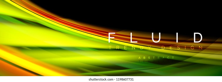 Wave fluid flowing colors motion effect, holographic abstract background. Vector modern illustration