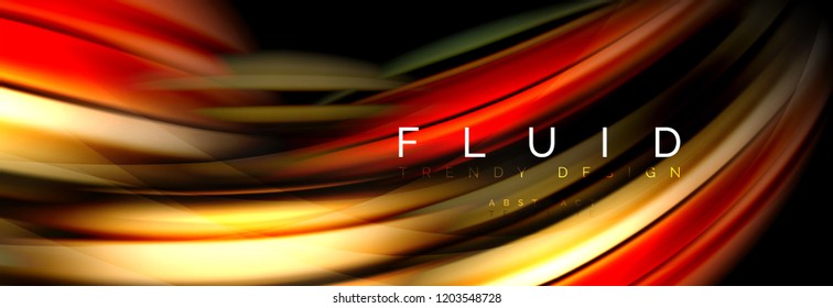 Wellenfließende Farben Bewegungseffekt, holografischer abstrakter Hintergrund. Moderne Vektorgrafik