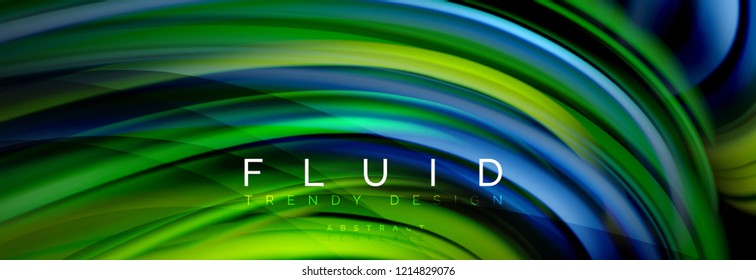 Wave fluid flowing colors motion effect, holographic abstract background. Vector modern illustration