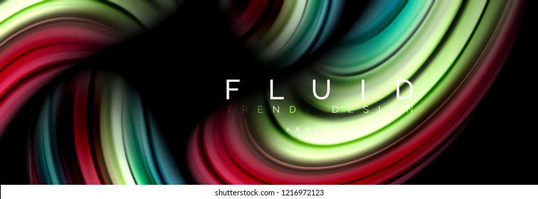 Efecto de movimiento de flujo de fluidos de fluidos de oleaje, fondo holográfico abstracto. Ilustración moderna del vector