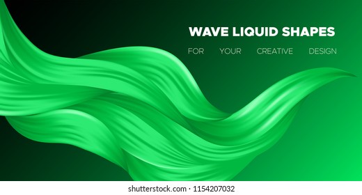 Wave Fluid Shapes with 3D Effect. Modern Flow Background. Vector Illustration EPS10. Beautiful Interweaving. Abstract Liquid. Creative Art Design. Color Fluid Template for Business Card, Banner, Cover