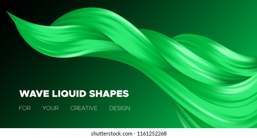 Wave Fluid Shapes with 3D Effect. Modern Flow Background. Vector Illustration EPS10. Beautiful Interweaving. Abstract Liquid. Creative Art Design. Color Fluid Template for Business Card, Banner, Cover