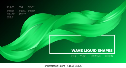 Wave Fluid Shapes with 3D Effect. Modern Flow Background. Vector Illustration EPS10. Beautiful Interweaving. Abstract Liquid. Creative Art Design. Color Fluid Template for Business Card, Banner, Cover