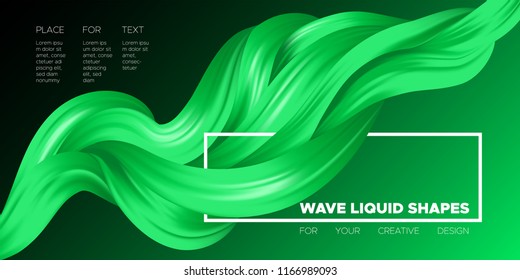 Wave Fluid Shapes with 3D Effect. Modern Flow Background. Vector Illustration EPS10. Beautiful Interweaving. Abstract Liquid. Creative Art Design. Color Fluid Template for Business Card, Banner, Cover
