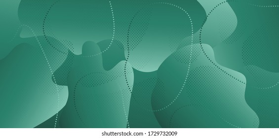 Wave Fluid Shapes. Gradient Abstract Background. Green Vector Element. Minimal Business Decoration. Wave Fluid Banner. Creative Abstract Brochure. Dark Modern Element. Wave Liquid Poster.