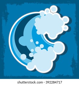 Wave with foam, surf logo.
