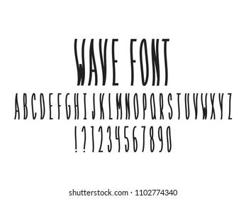 Wave Font. Vector Alphabet Letters And Numbers. Typeface Design. 
