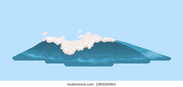 Wave form concept. Sea or ocean in tropical and exotic countries. Place for surfing. Nature near Island. Booklet and leaflet. Cartoon flat vector illustration isolated on blue background