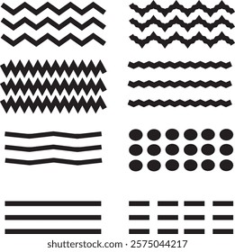 Wave form shapes elements icon illustration. zigzag style. sign symbol set collection, for your unique design 