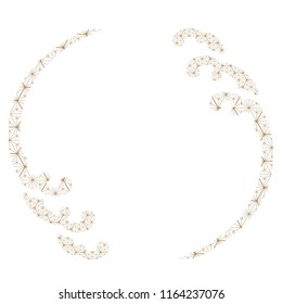 Wave frame vector with Japanese pattern template. Gold geometric background.