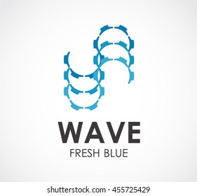 Wave of fresh line abstract vector and logo design or template water business icon of company identity symbol concept