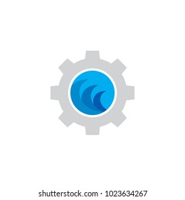 Wave Gear Logo Icon Design