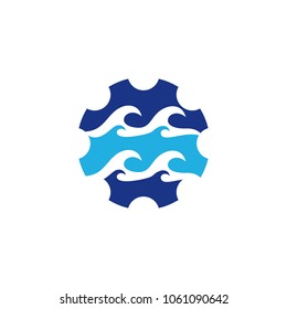 Wave Gear Logo Icon Design