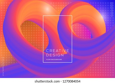 Wave and geometric color background design. 3d flow dynamic shapes composition with gradient color. Modern and futuristic design for cover landing page and poster. Eps10 vector. - Vector