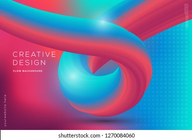 Wave and geometric color background design. 3d flow dynamic shapes composition with gradient color. Modern and futuristic design for cover landing page and poster. Eps10 vector. - Vector