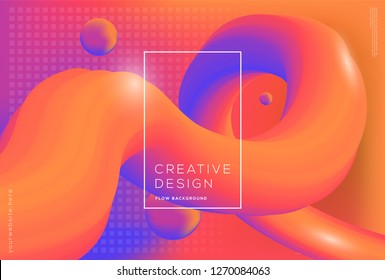 Wave and geometric color background design. 3d flow dynamic shapes composition with gradient color. Modern and futuristic design for cover landing page and poster. Eps10 vector. - Vector