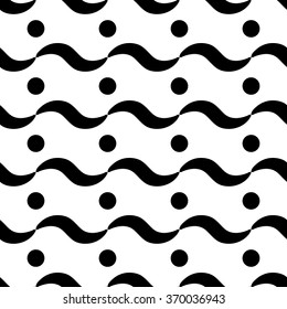 Wave geometric seamless pattern. Fashion graphic background design. Modern stylish abstract texture. Monochrome template for prints, textiles, wrapping, wallpaper, website etc. VECTOR illustration