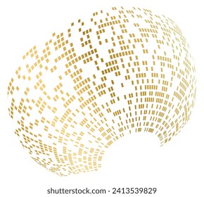 Wave glittering dotted lines. Abstract glow wavy stripe on white background isolated. Brush mesh glow effect creative line art. Vector illustration EPS 10 art deco style for wedding