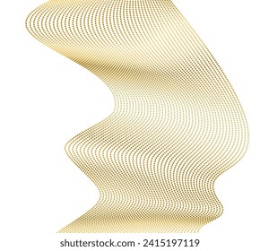 Wave glittering dotted lines. Abstract glow wavy stripe on white background isolated. Brush mesh glow effect creative line art. Vector illustration EPS 10 art deco style for wedding
