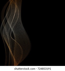 Wave of gold dust on a black background