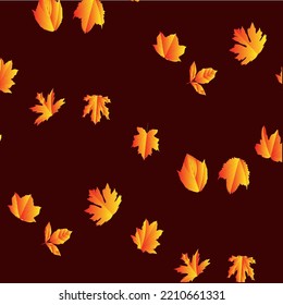 Wave of gold yellow orange maples on dark brown background