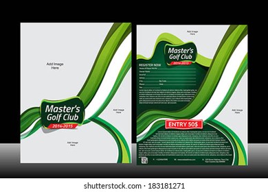 Wave Golf Flyer Template  Vector Illustration 