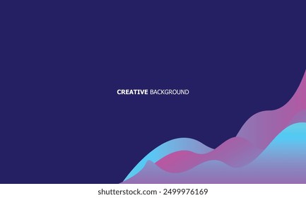 Gradiente de onda de color azul claro púrpura en el diseño de fondo abstracto azul oscuro