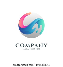 Wave gradient color logo template ready for use