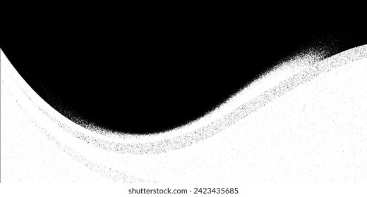 Wave grain pattern background. Abstract dot stipple lines, black noise dotes, sand texture, grainy effect, vector illustration isolated on white