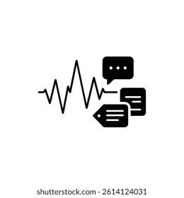 Wave Graph with Speech and Translation Tags Minimal Black Icon for Language Data