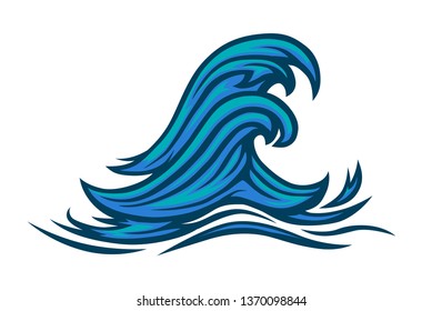 A wave graphic with a thick outline and simple negative space.