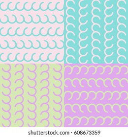 Wave, graphics. Seamless texture in a set of different colors. Vector