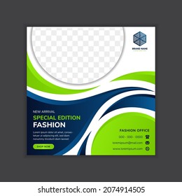 wave green and blue element for abstract square art banner templates for Suitable for social media post, mobile apps, banners design and web or internet ads. white background for fashion industry.
