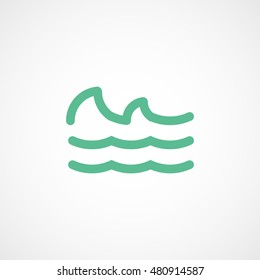 Wave Green Flat Icon On Light Background
