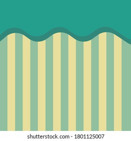 wave green on classic green and yello striped wallpaper backdrop , vecter illastation .