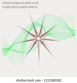 Wave green, star multicolored luminous, light abstract background.