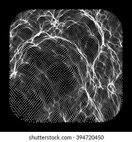 Wave Grid Background. 3d Abstract Vector Illustration. Ripple Grid. Cyberspace Grid. 3D Technology Style. Illustration with Dots. Network Design with Particle. 