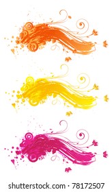Wave grunge banners with floral elements