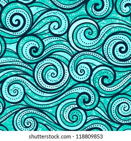 Wave Grunge Turquoise Seamless Pattern