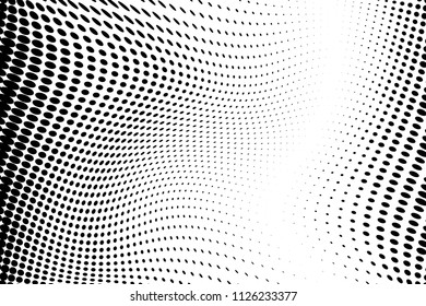 Wave Halftone background. Abstract Pattern in pop art style. Vintage, retro backdrop. Futuristic panel with wavy dotted lines Vector illustration