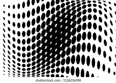 Wave Halftone background. Abstract Pattern in pop art style. Vintage, retro backdrop. Futuristic panel with wavy dotted lines Vector illustration