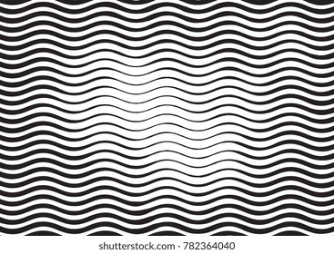 Wave Halftone Engraving Black and White Striped Texture. Lined Gradient Template for Design, Background, Wrapping, Website Decoration