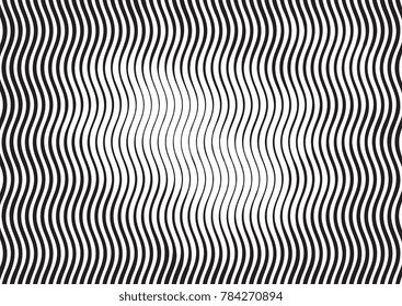 Wave Halftone Engraving Black and White Striped Texture. Lined Gradient Template for Design, Background, Wrapping, Website Decoration
