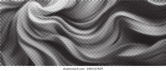 Wave halftone pattern. Halftone dots background