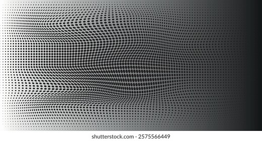 Wave halftone pattern. Halftone dots background. Vector